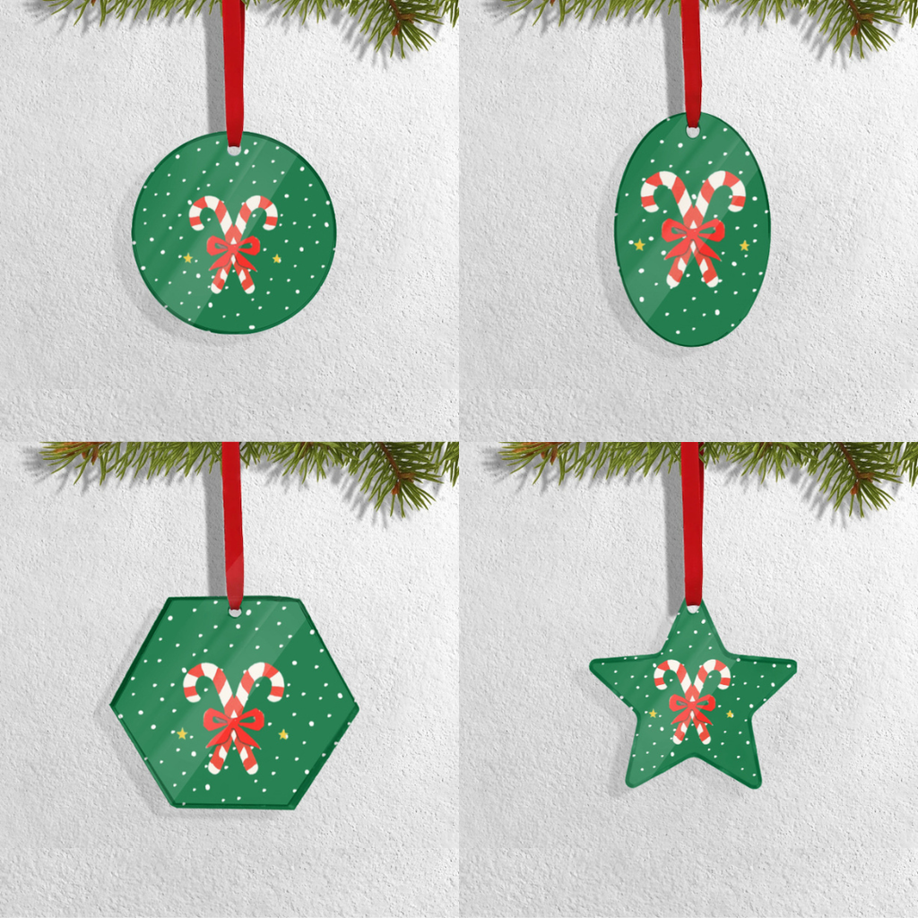Set of 4 Acrylic Xmas Ornament - Candy Cane