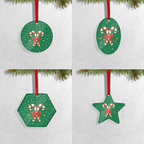 Set of 4 Acrylic Xmas Ornament - Candy Cane