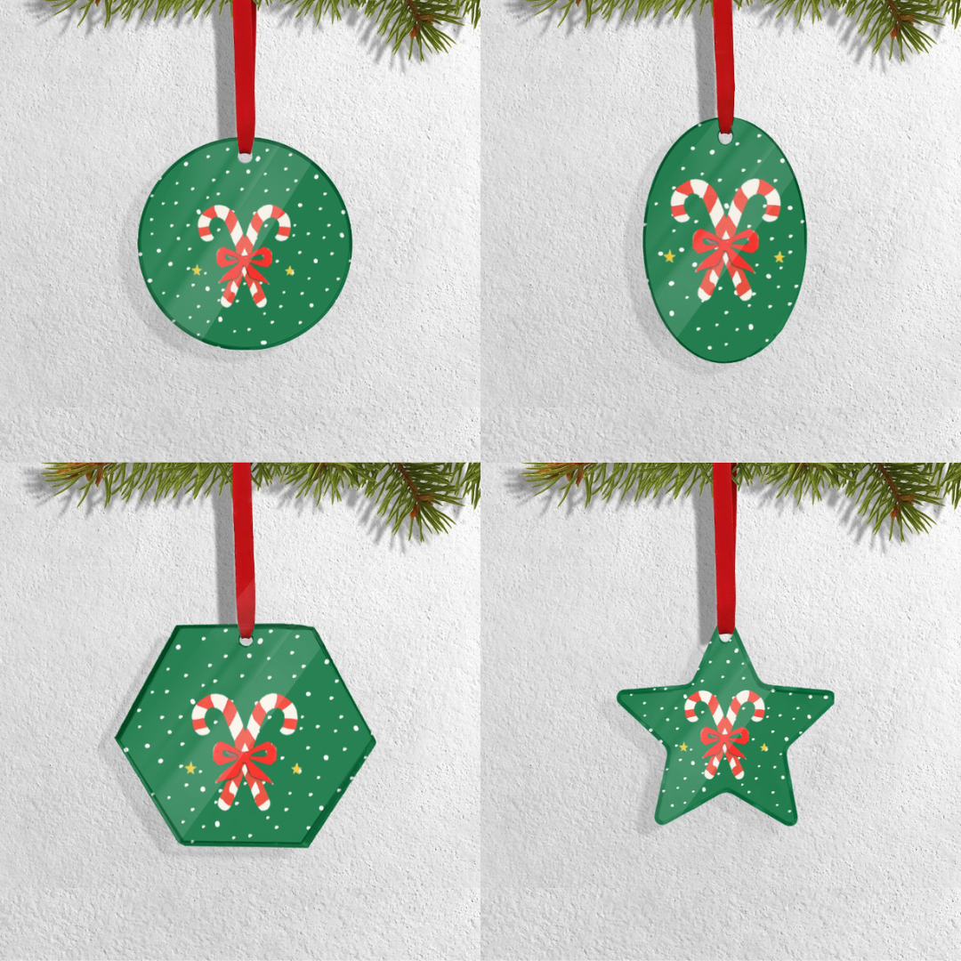 Set of 4 Acrylic Xmas Ornament - Candy Cane