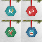 Set of 4 Acrylic Xmas Ornament - Hexa