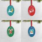 Set of 4 Acrylic Xmas Ornament - Oval