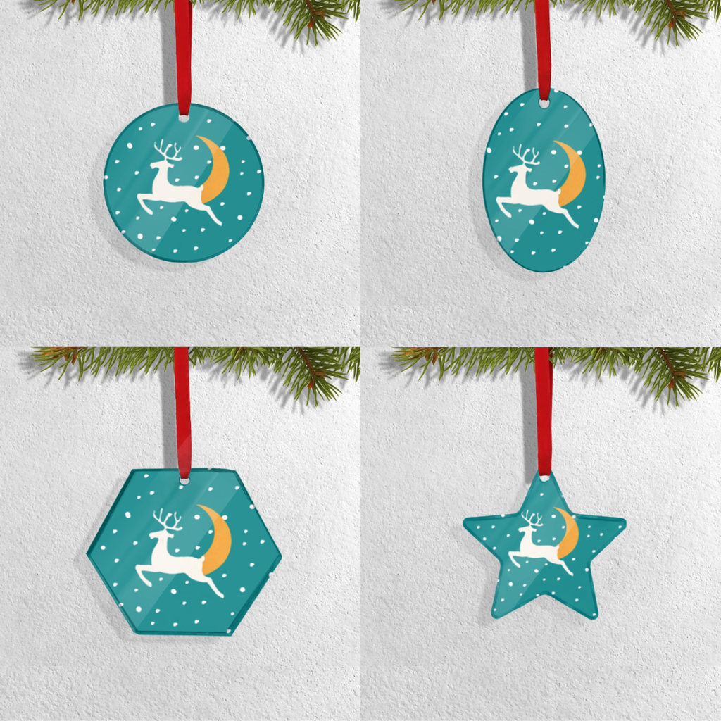 Set of 4 Acrylic Xmas Ornament - Reindeer
