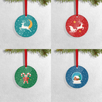 Set of 4 Acrylic Xmas Ornament - Round