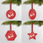 Set of 4 Acrylic Xmas Ornament - Sleigh