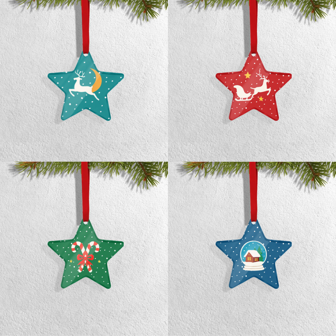 Set of 4 Acrylic Xmas Ornament - Star