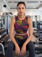 Women's Printed Gym Leggings | Navy with Abstract Print Waistband | Stretchable Slim Fit Active Wear Leggings for Women