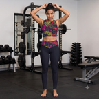 Women's Gym Crop Top & Leggings Set | Abstract Organic Print | Stretchable Slim Fit Active Wear for Women