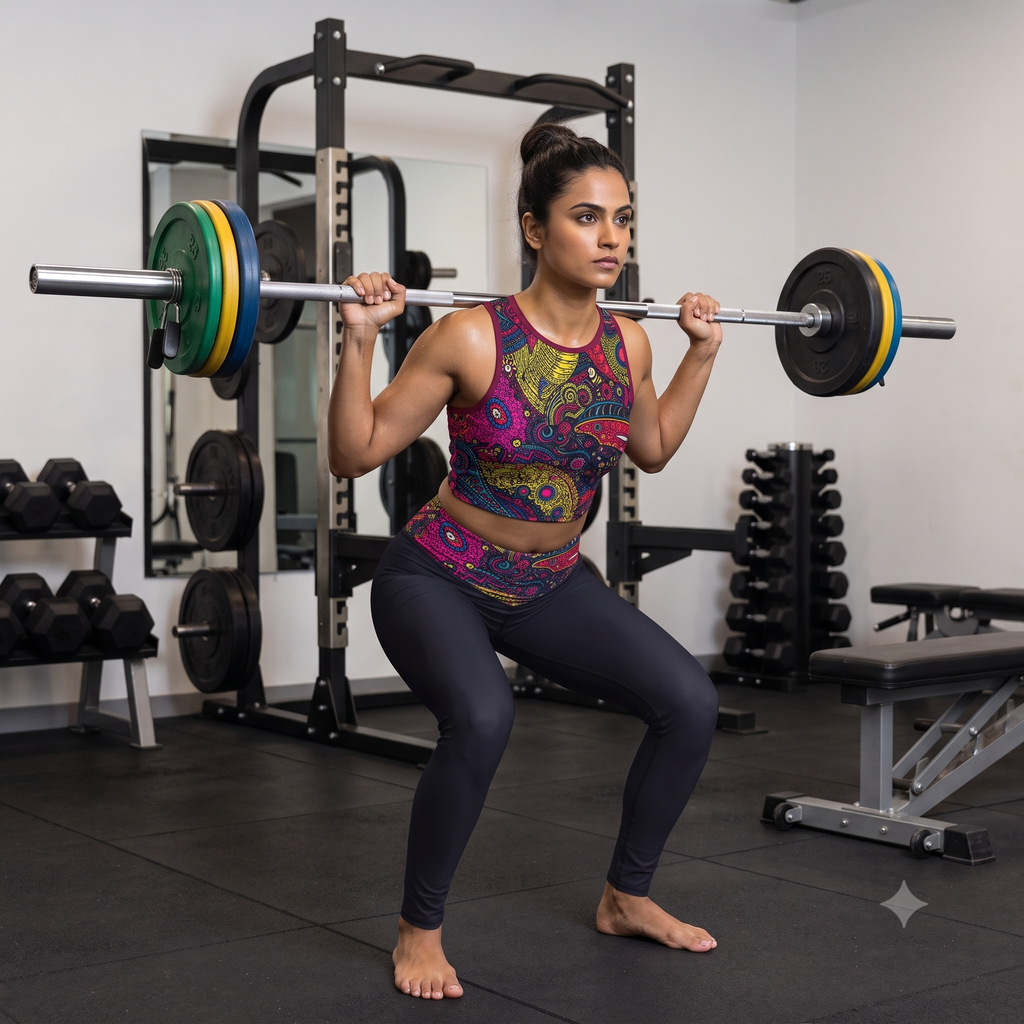 Women's Gym Crop Top & Leggings Set | Abstract Organic Print | Stretchable Slim Fit Active Wear for Women