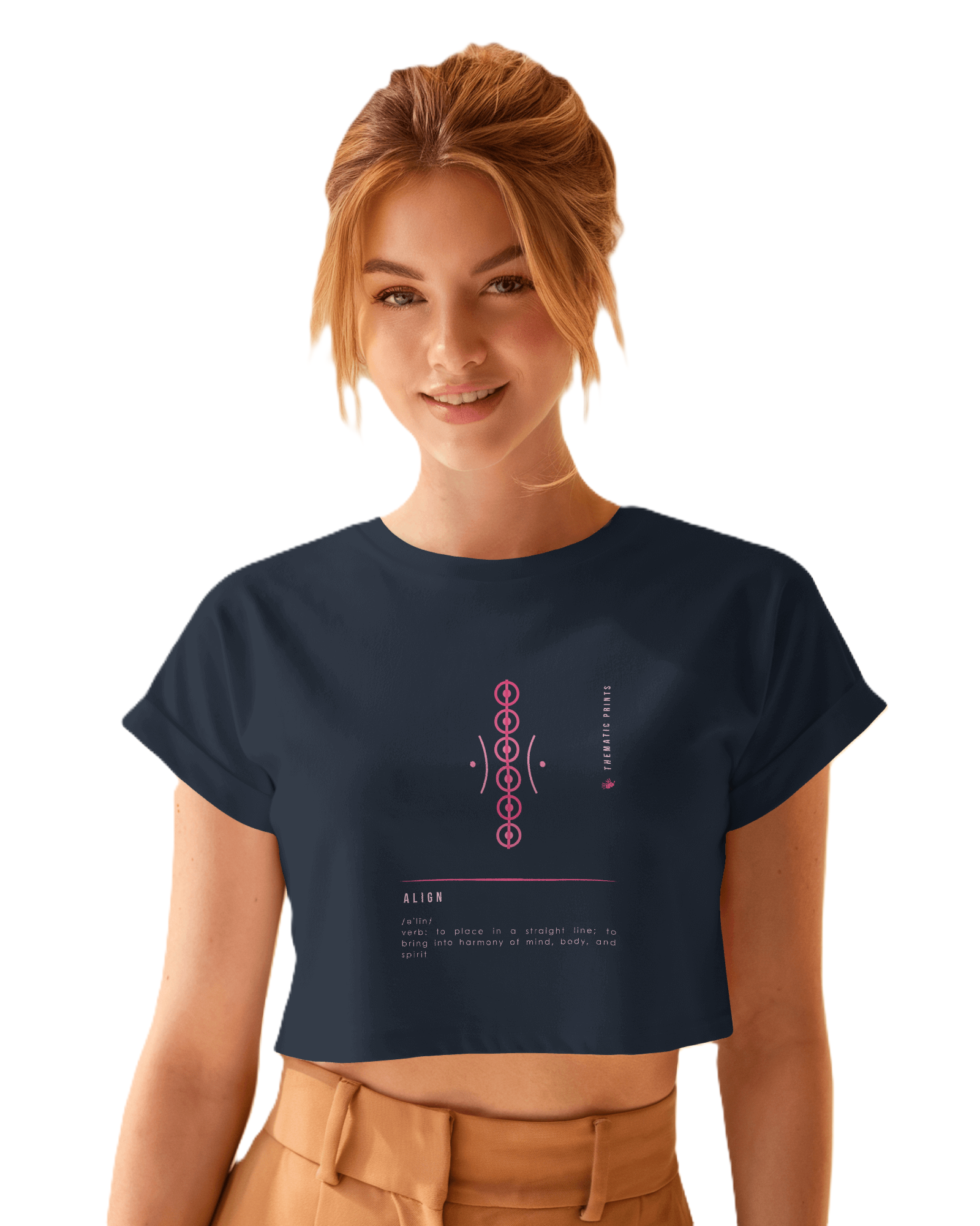 Women's Cotton Crop Tops - Mindful Meanings Collection - Thematic Prints