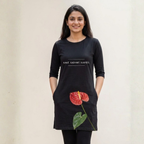 Women's Printed T-Shirt Dress | 100% Spun Polyester | Anthurium Floral Pattern | Casual Dress with Pockets for Women