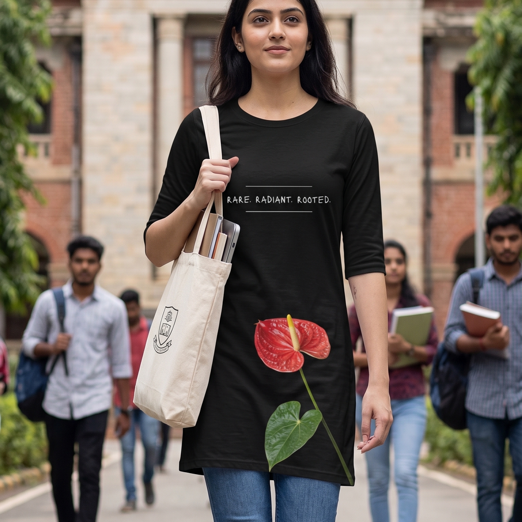 Women's Printed T-Shirt Dress | 100% Spun Polyester | Anthurium Floral Pattern | Casual Dress with Pockets for Women