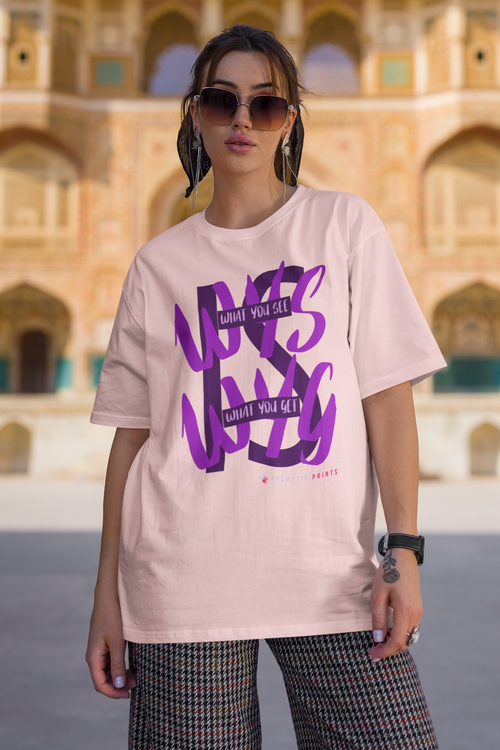 WYSIWYG Typography Unisex Oversized T-Shirt - What You See Is What You Get Self Expression Tee