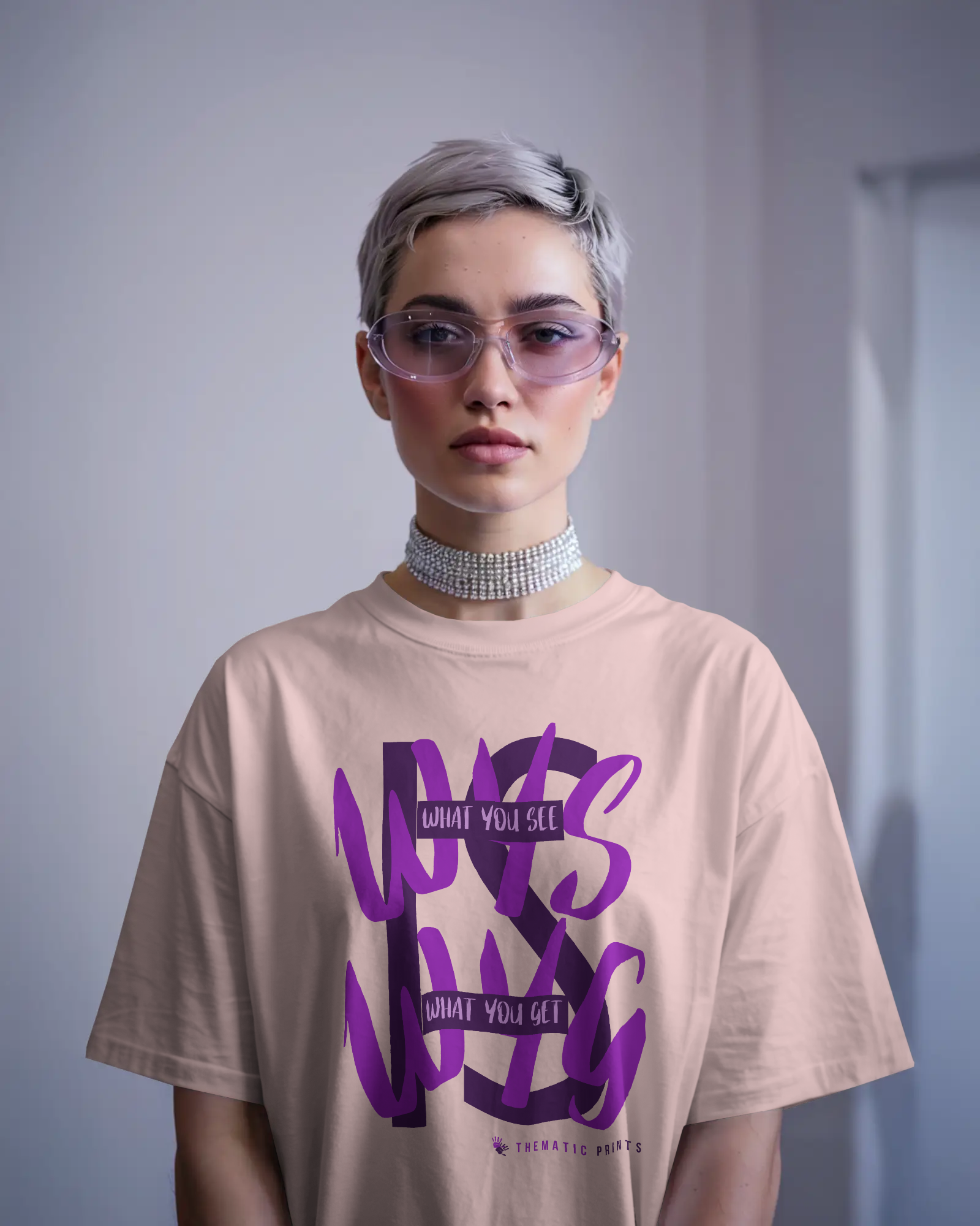 WYSIWYG Typography Unisex Oversized T-Shirt - What You See Is What You Get Self Expression Tee