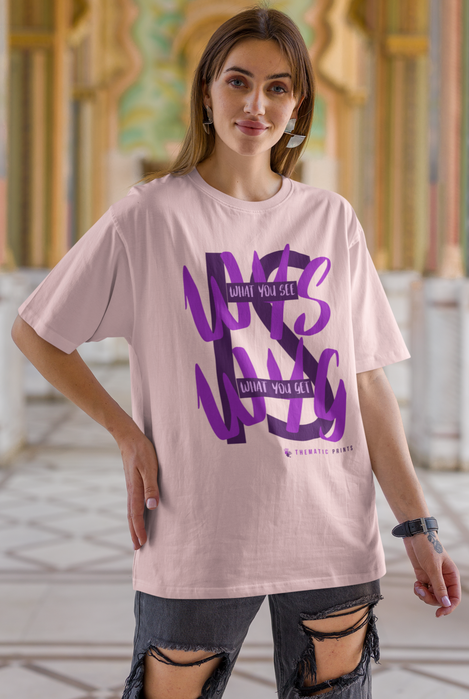WYSIWYG Typography Unisex Oversized T-Shirt - What You See Is What You Get Self Expression Tee