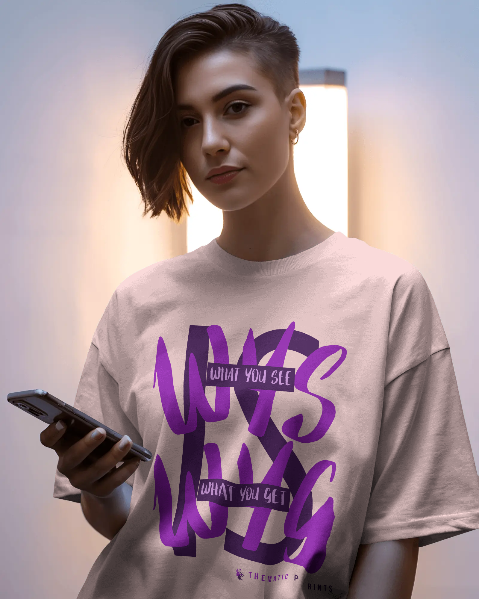 WYSIWYG Typography Unisex Oversized T-Shirt - What You See Is What You Get Self Expression Tee