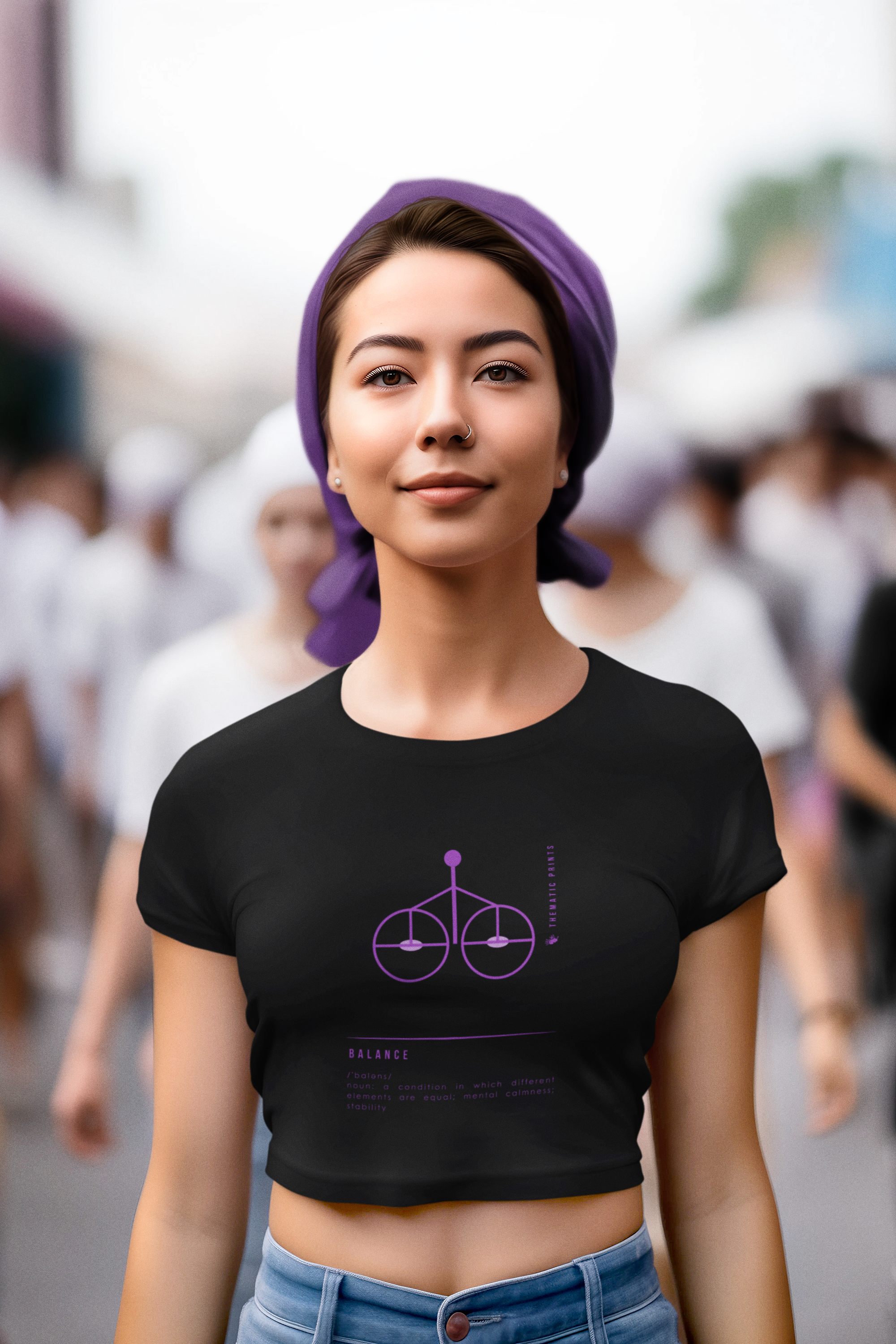 Women's Cotton Crop Tops - Mindful Meanings Collection - Thematic Prints