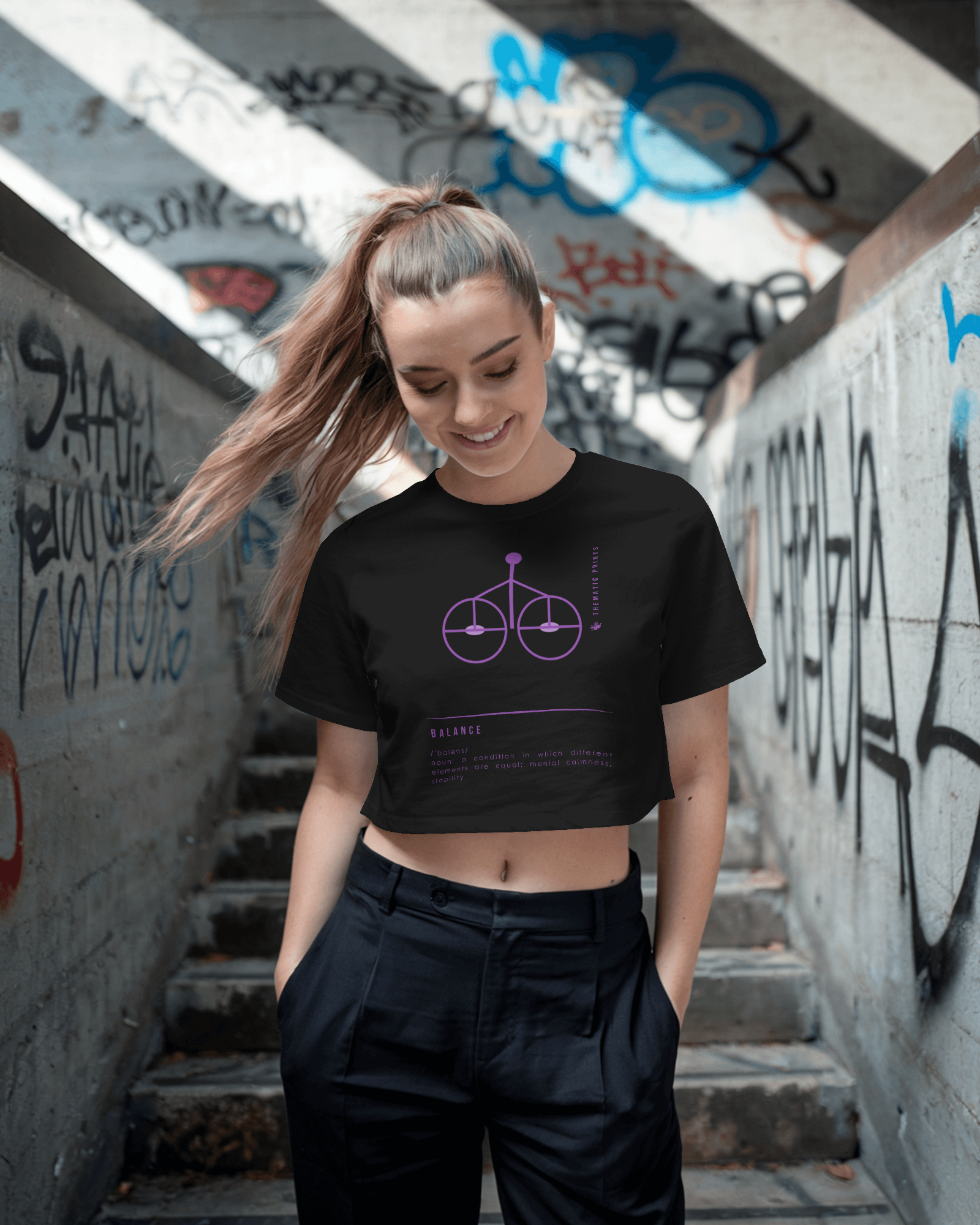 Women's Cotton Crop Tops - Mindful Meanings Collection - Thematic Prints