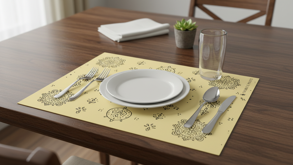 Polyster Fabric Set of 6 Table Placemats - Line Art Rangoli