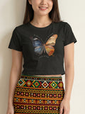 Women's 100% Cotton Printed Crop Top - Butterfly Print