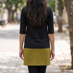 Women's Printed T-Shirt Dress | 100% Spun Polyester | Black Gold Geometric Pattern | Functional Pockets | Casual Regular Fit Dress for Women