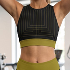 Women's Gym Workout Crop Top | Black Gold Print | Poly Spandex Fabric | Stretchable Slim Fit Active Wear for Women