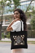 Canvas Tote Bag with Zipper | For College Girls | For Travel and Beach | Good Vibes and Chai Lattes