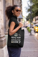 Canvas Eco-friendly Zipper Tote Bag for Collect Girls - Campus Casual Collection - Messy Bun and Getting Stuff Done