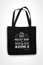 Canvas Eco-friendly Zipper Tote Bag for Collect Girls - Campus Casual Collection - Messy Bun and Getting Stuff Done