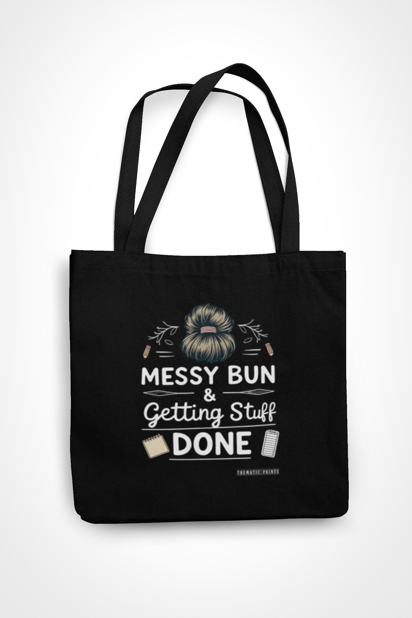 Canvas Eco-friendly Zipper Tote Bag for Collect Girls - Campus Casual Collection - Messy Bun and Getting Stuff Done