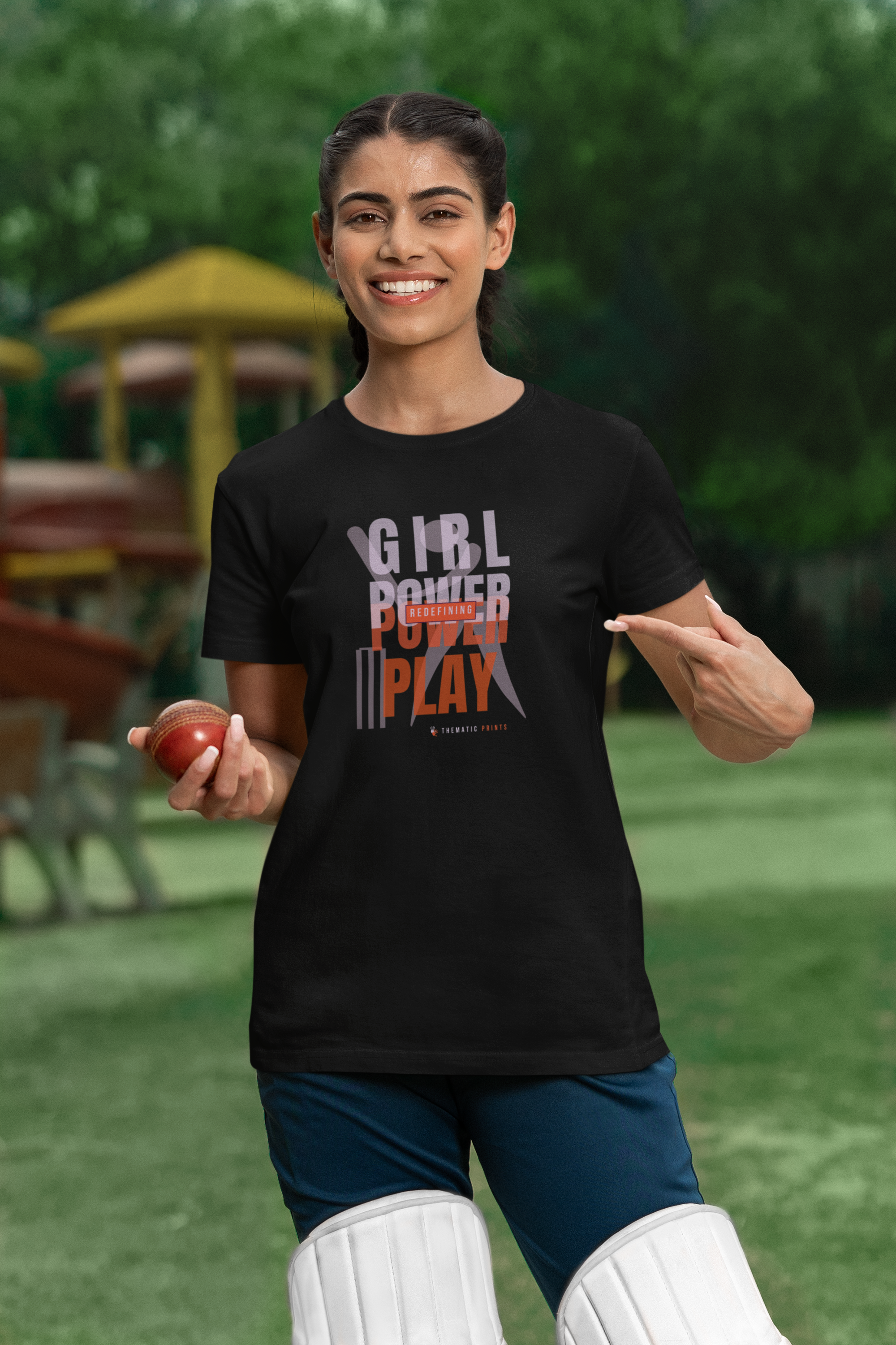 Girl Power Play Women's Cricket Typography T-Shirt
