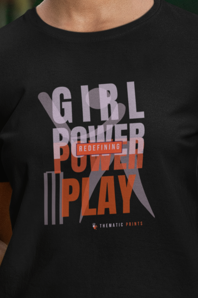 Girl Power Play Women's Cricket Typography T-Shirt