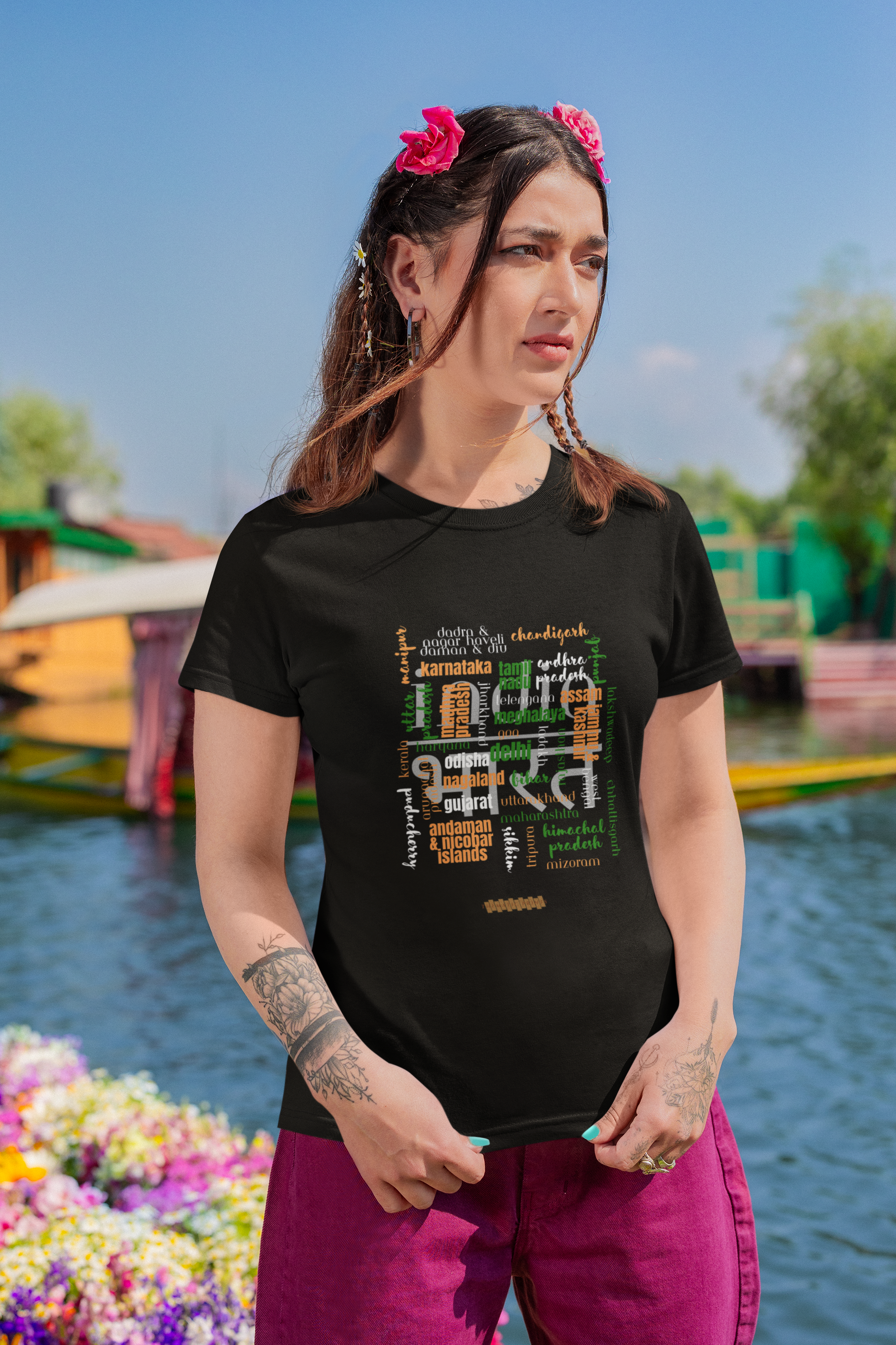 Celebrate India's Unity in Diversity Women's T-Shirt - All Indian States Typography Design