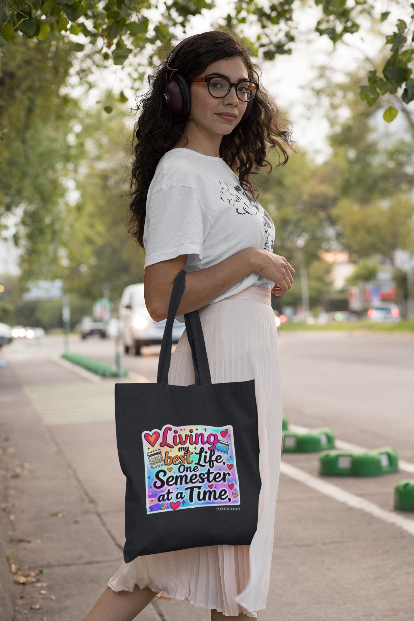 Unisex Eco-friendly Canvas Tote Bag with Zipper | Living My Best Life, One Semester at a Time