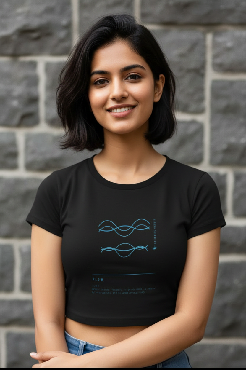 Women's Crop Top | Yoga, Meditation and Workout | Flow | Mindfulness Graphic Apparel