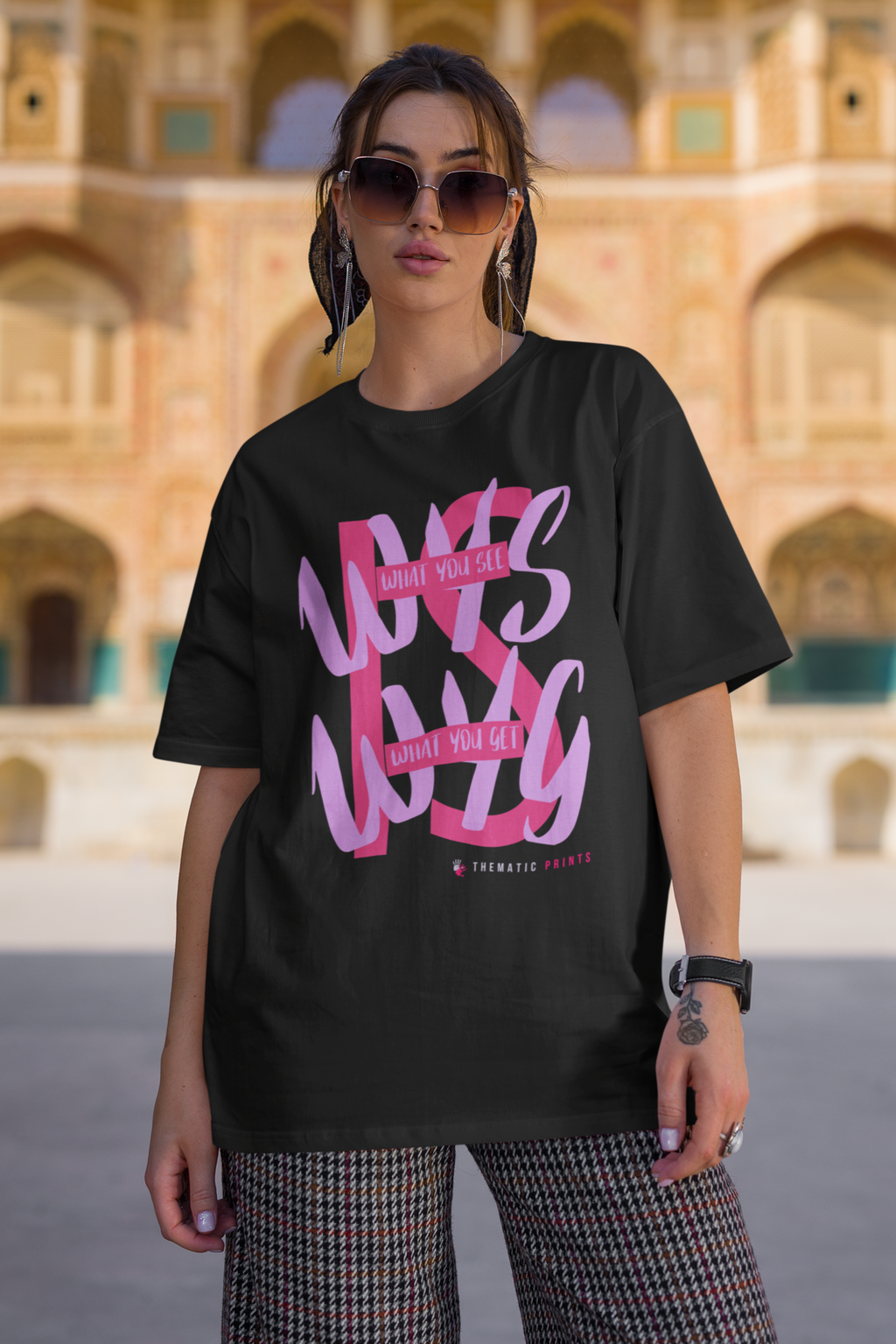 WYSIWYG Typography Unisex Oversized T-Shirt - What You See Is What You Get Self Expression Tee