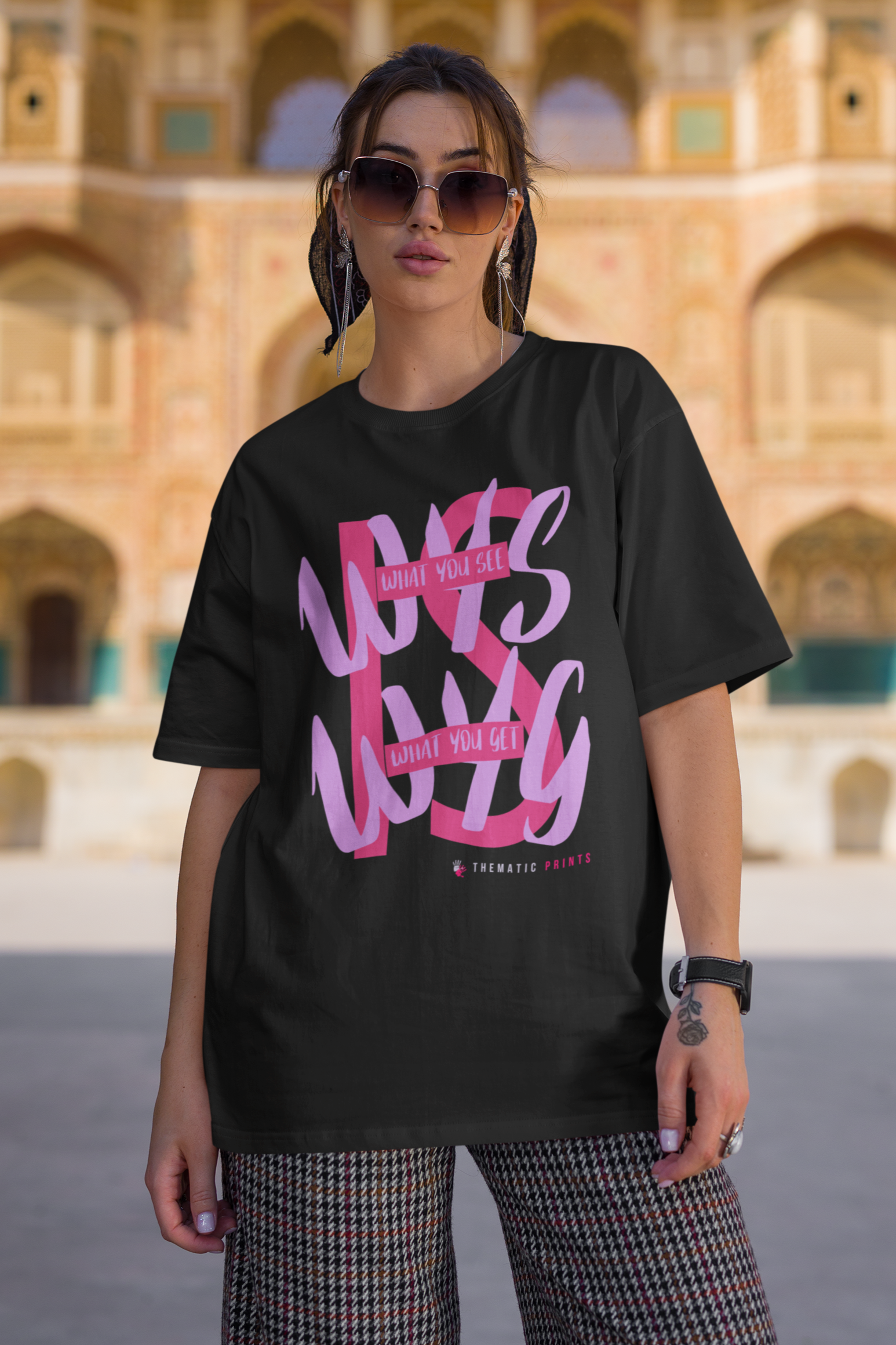 WYSIWYG Typography Unisex Oversized T-Shirt - What You See Is What You Get Self Expression Tee