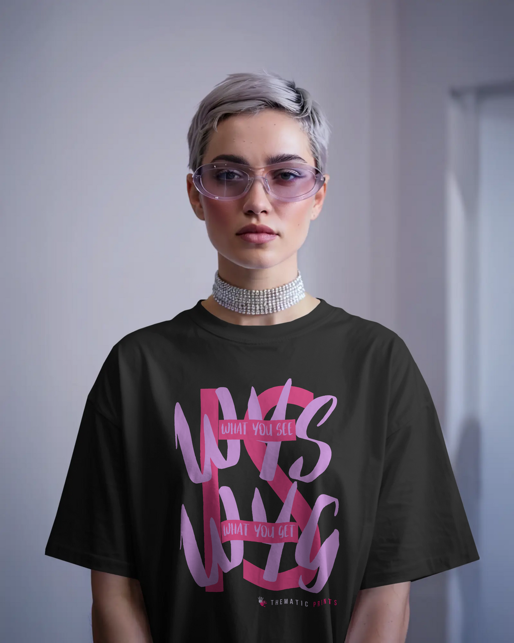 WYSIWYG Typography Unisex Oversized T-Shirt - What You See Is What You Get Self Expression Tee