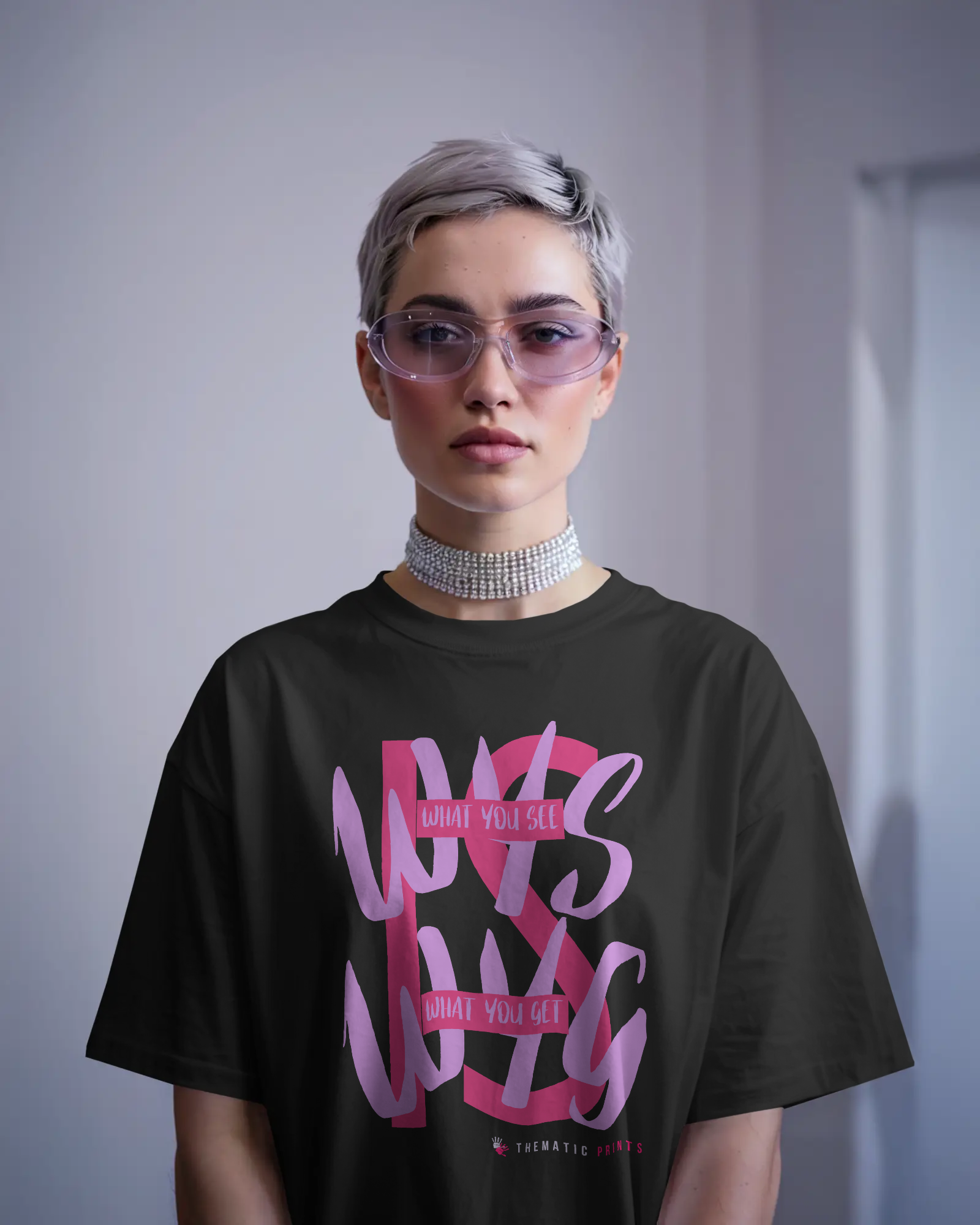 WYSIWYG Typography Unisex Oversized T-Shirt - What You See Is What You Get Self Expression Tee