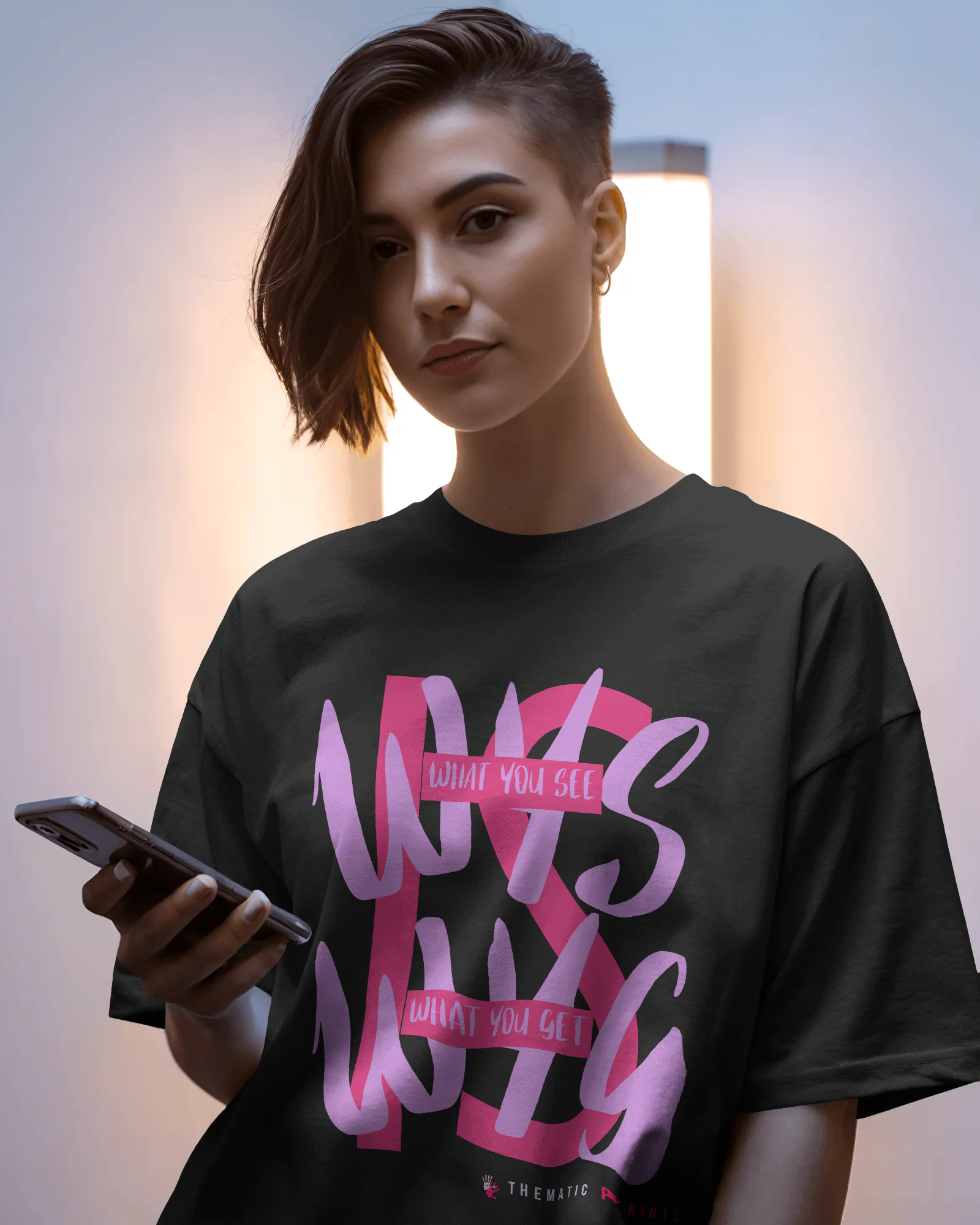 WYSIWYG Typography Unisex Oversized T-Shirt - What You See Is What You Get Self Expression Tee