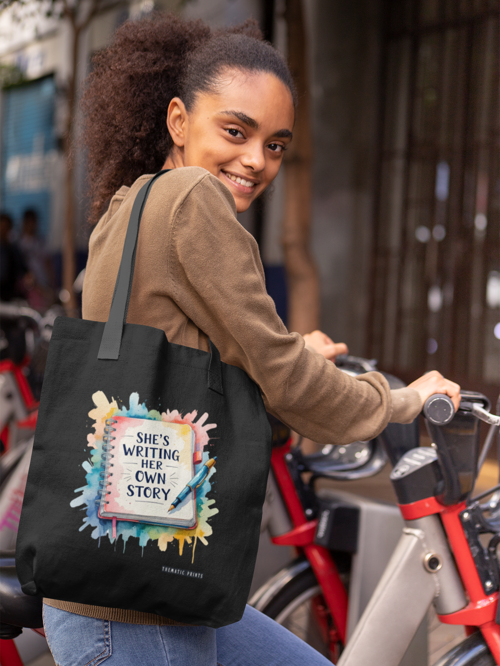 Canvas Tote Bag with Zipper | Tote Bag for College GIrls | She is Writing Her Own Story