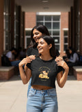 Puppy & Kitten Friendship Printed Crop Top - Got Your Back Always | Cute Animal Graphic | Women's Cotton Crop Top