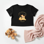Puppy & Kitten Friendship Printed Crop Top - Got Your Back Always | Cute Animal Graphic | Women's Cotton Crop Top