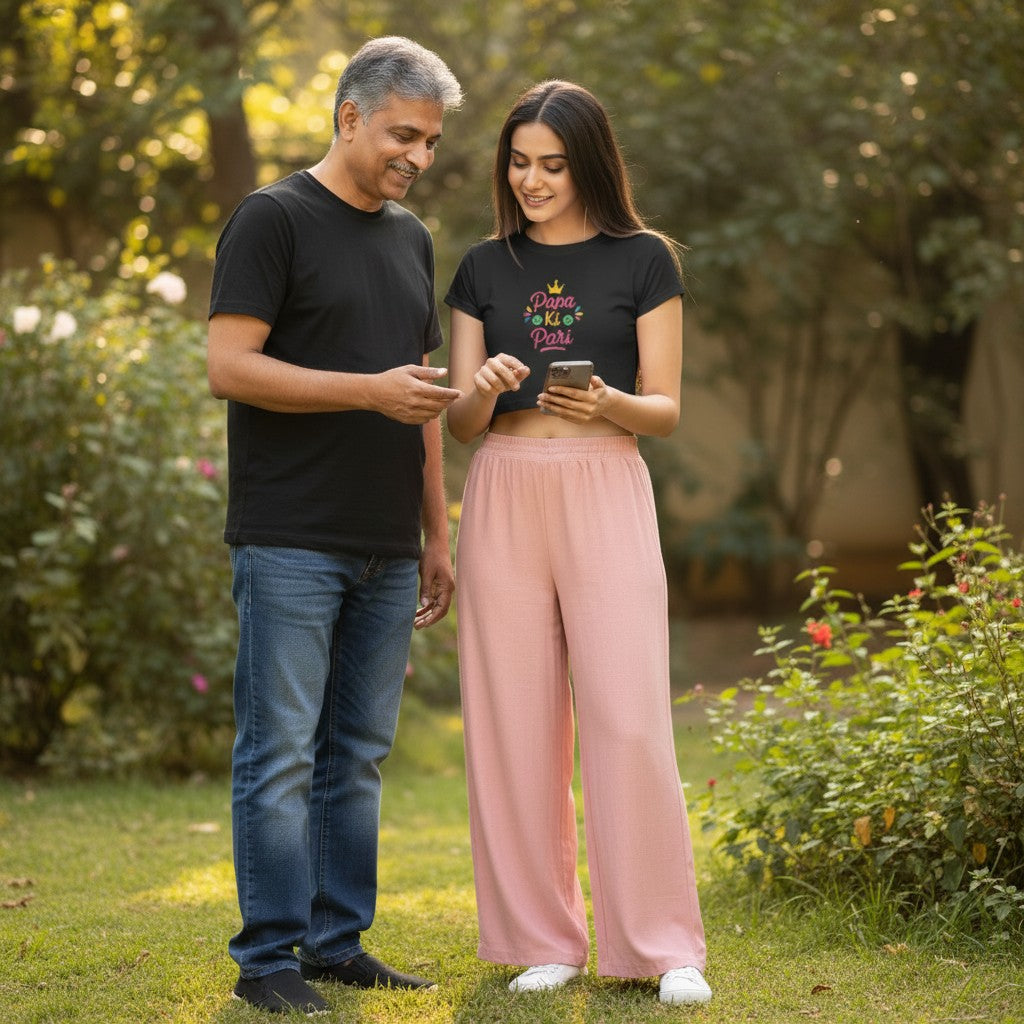 Women’s Printed Crop Top – Papa Ki Pari | Daddy’s Girl | Father-Daughter Bond