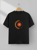 Fire and Energy mandala print black t-shirt by Thematic Prints India