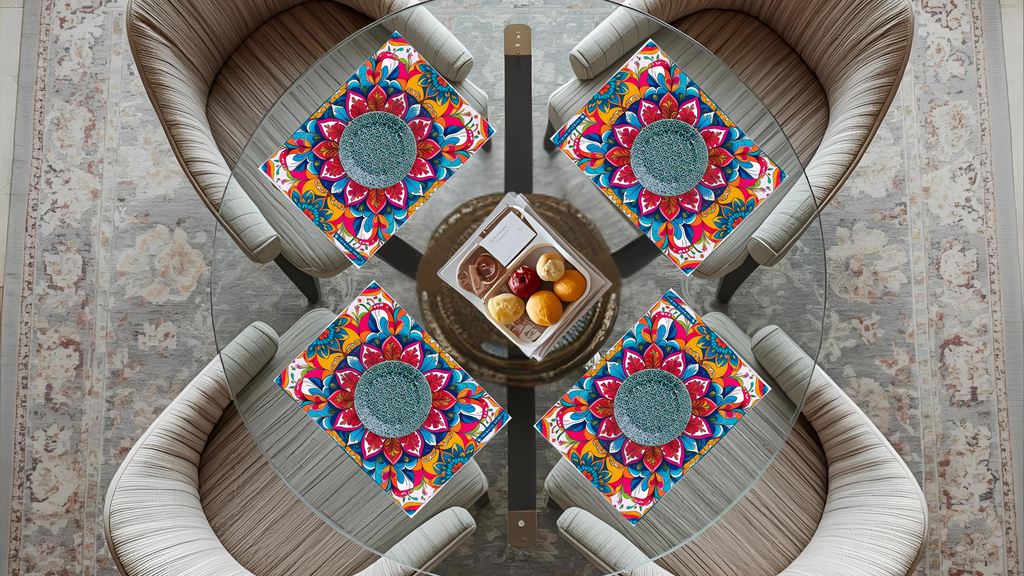 Polyster Fabric Set of 6 Table Placemats - Bloom