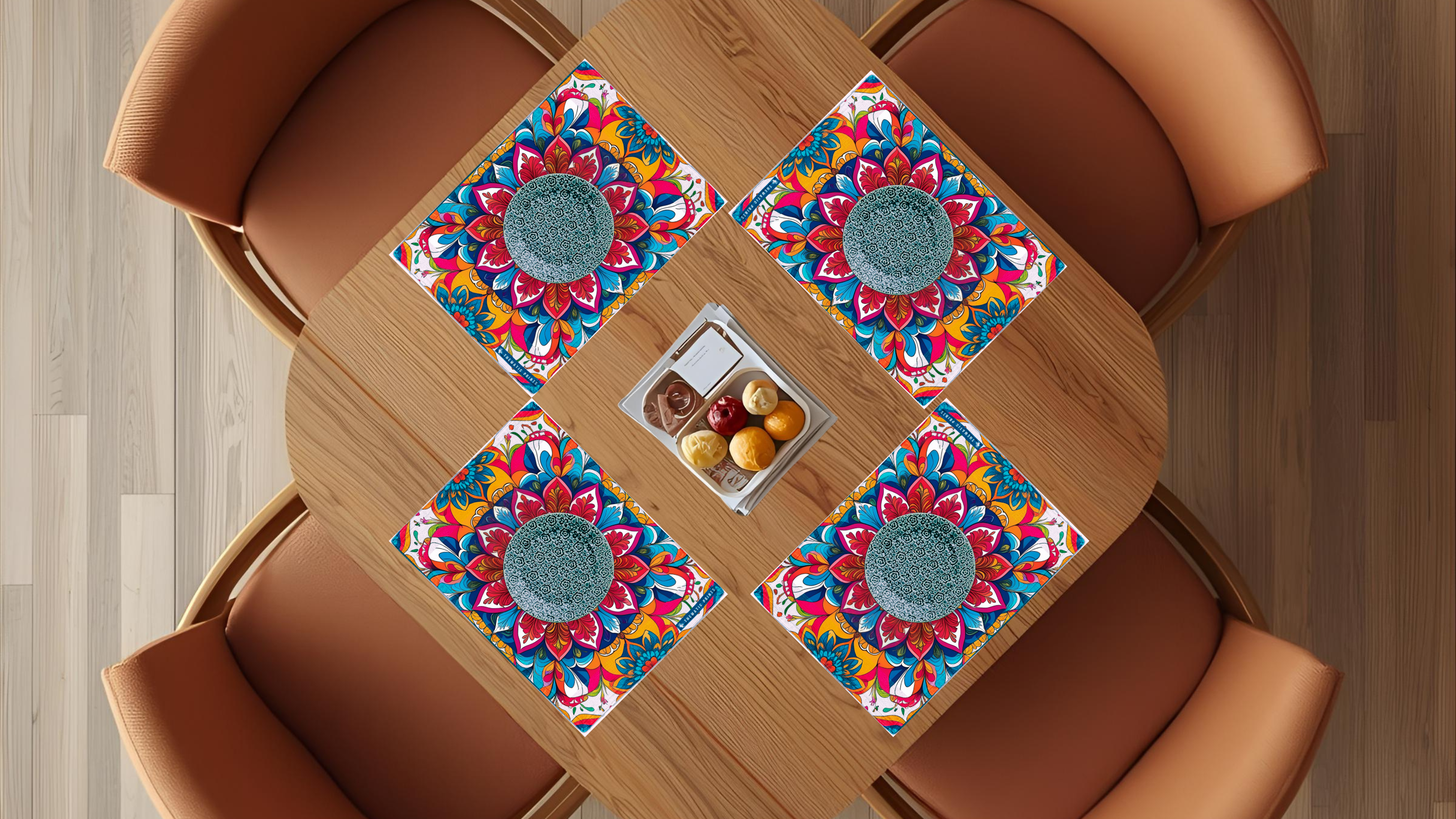 Polyster Fabric Set of 6 Table Placemats - Bloom