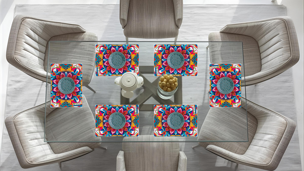 Polyster Fabric Set of 6 Table Placemats - Bloom