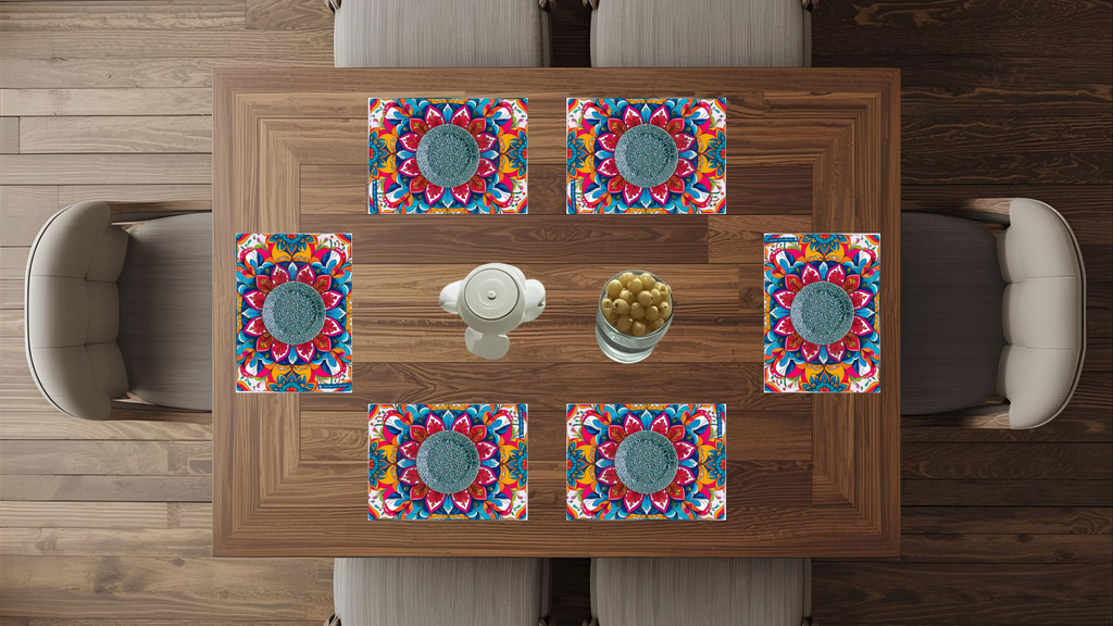 Polyster Fabric Set of 6 Table Placemats - Bloom