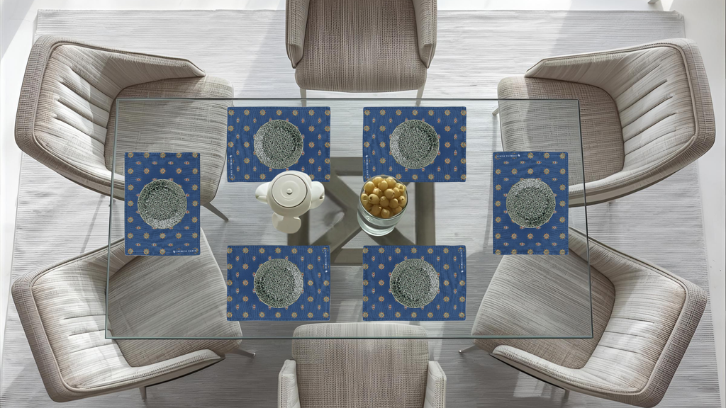 Polyster Fabric Set of 6 Table Placemats - Mandala Small Motifs