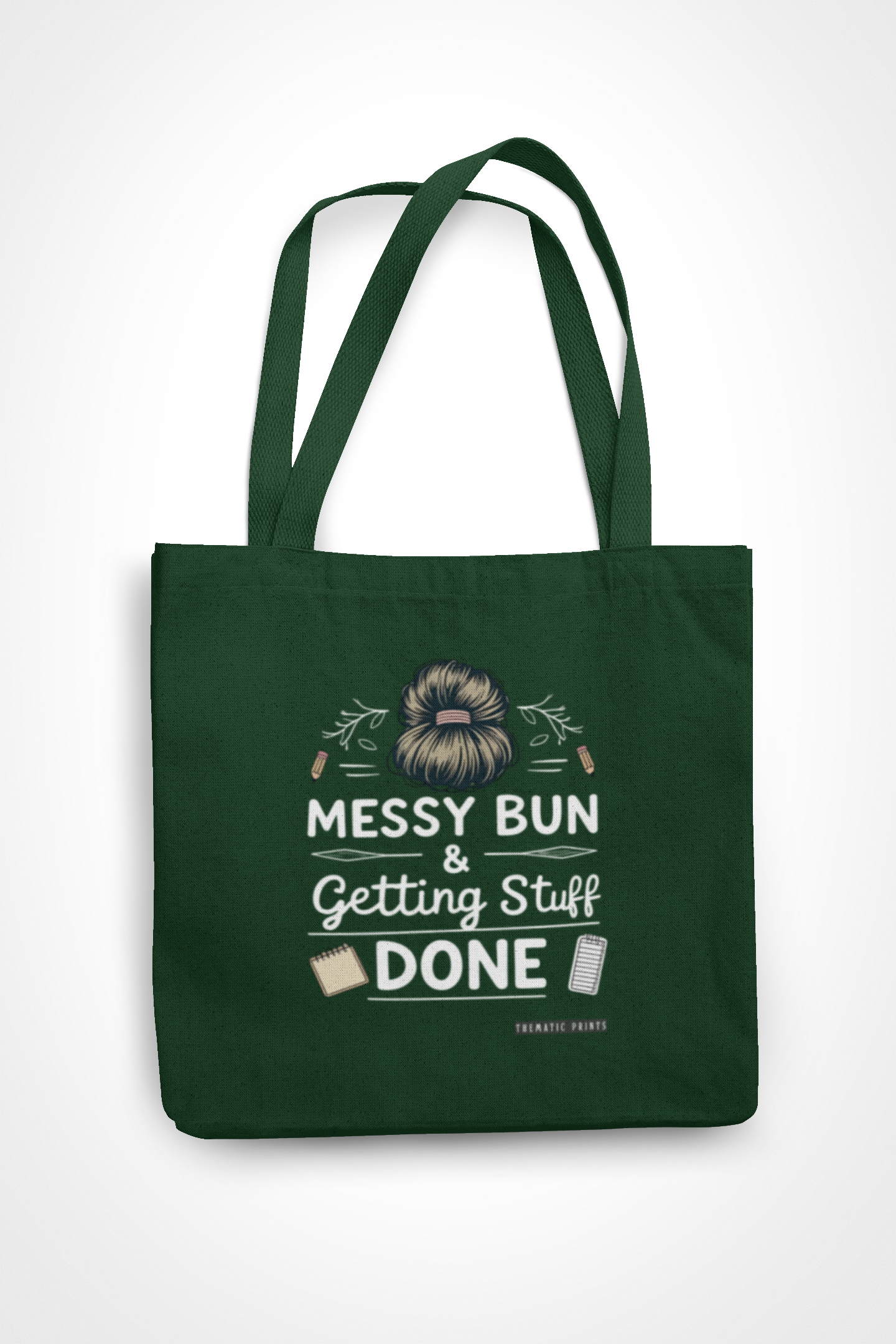 Canvas Eco-friendly Zipper Tote Bag for Collect Girls - Campus Casual Collection - Messy Bun and Getting Stuff Done